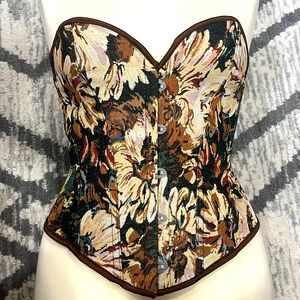 Floral 🌼 print lace up back bustier corset tube top size small